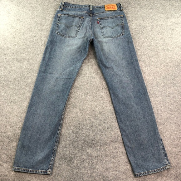 Levis 513 Mens 32x32 Blue Medium Wash Stretch Slim Straight Jeans - Picture 2 of 16